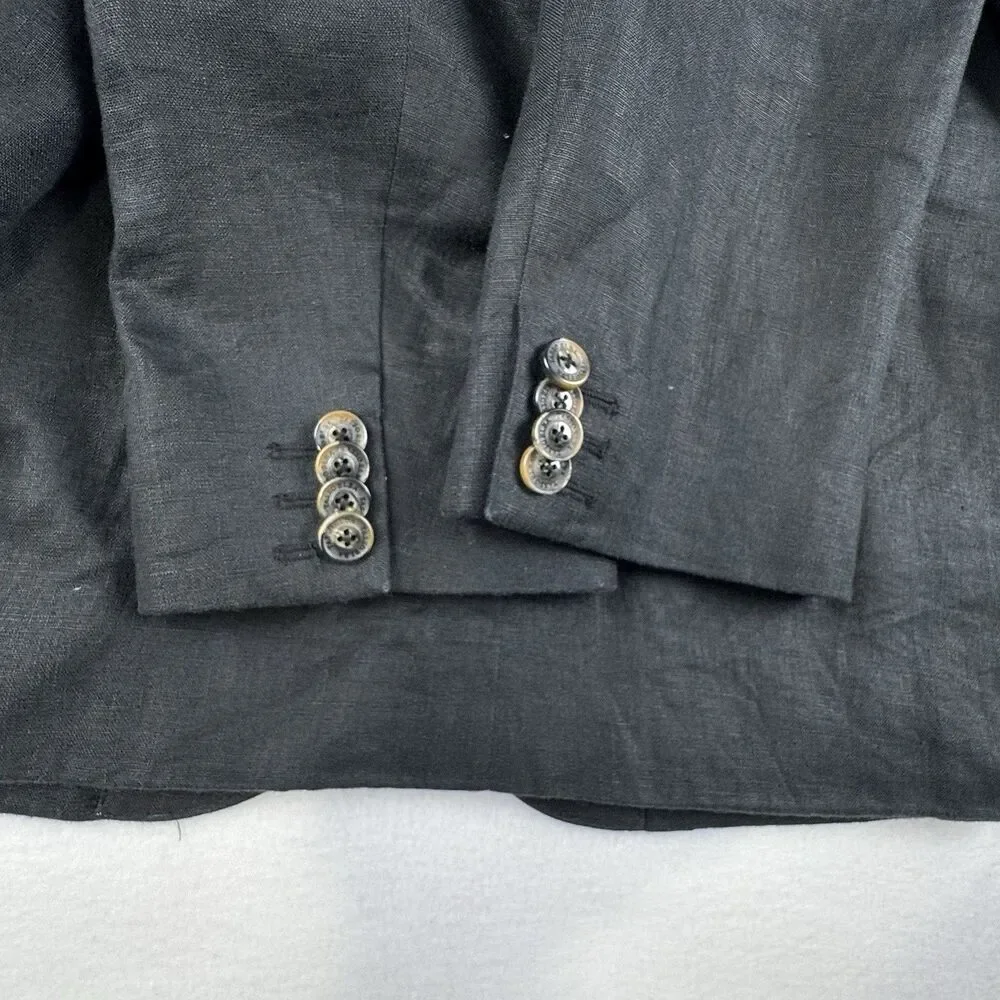 Tasso Elba Men’s Blazer Jacket 100% Linen Lightweight Black XLarge 45-47